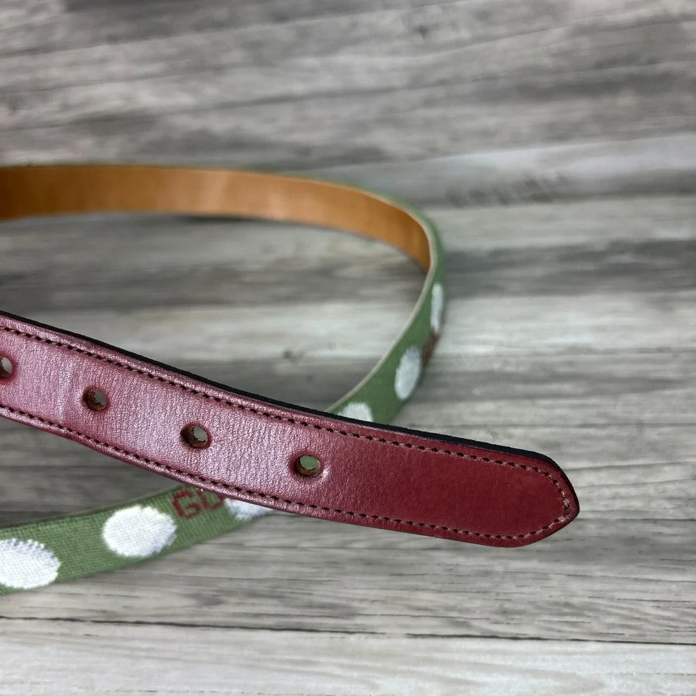Needlepoint‎ Golf Belt Size 39 Vintage Golf Balls Grandpa Green
